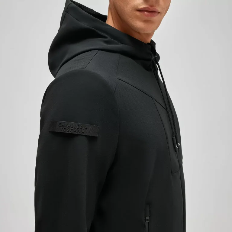 Jersey and Velvet Hooded Full Zip Softshell, herr – Cavalleria Toscana