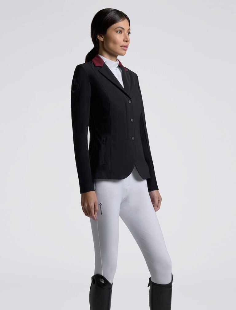 GP R-EVO Light Tech Knit Zip Riding Jacket, Svart/Bordeux – Cavalleria Toscana