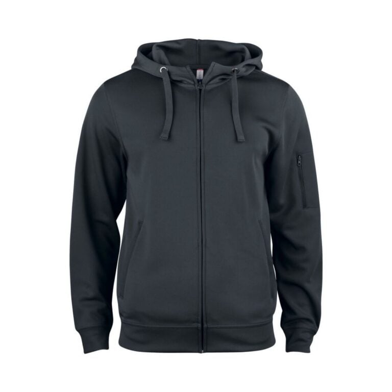 Basic Active Hoody Full Zip Unisex, Svart – Clique