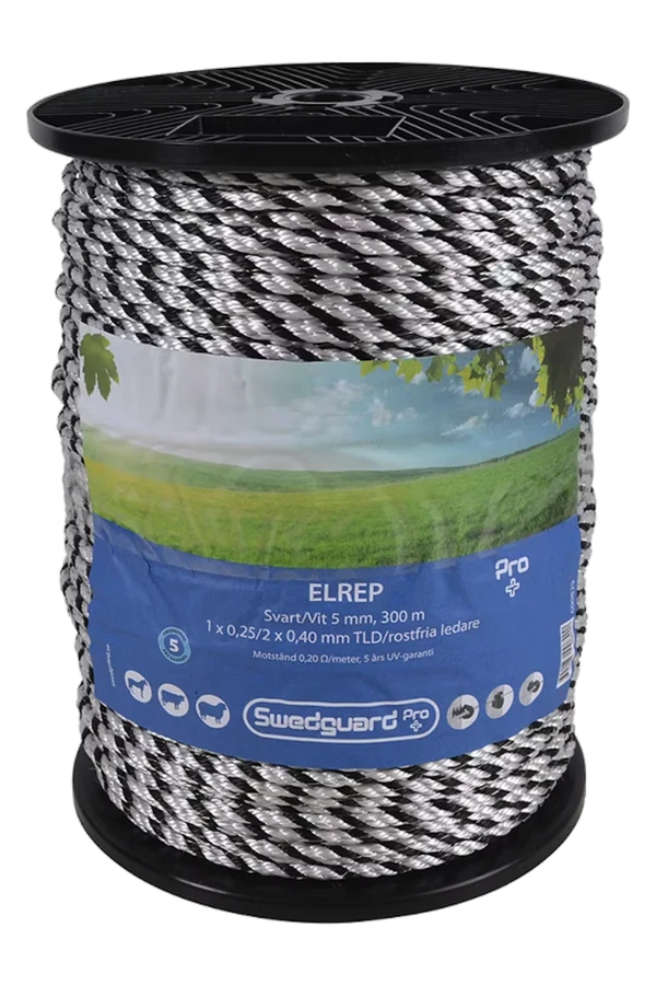 Elrep Pro+ 5 mm svart/vit 300m – Swedguard